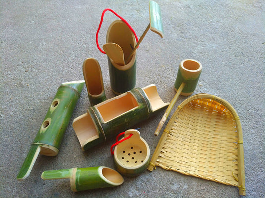 Bamboo Sand & Water Toys Set – 10-Piece Eco-Friendly Fun for Kids!