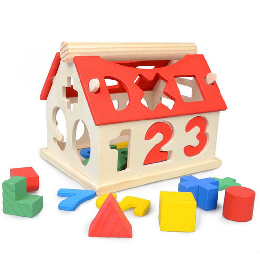 Wooden Shape Sorter House – Numbers & Shapes Learning Toy